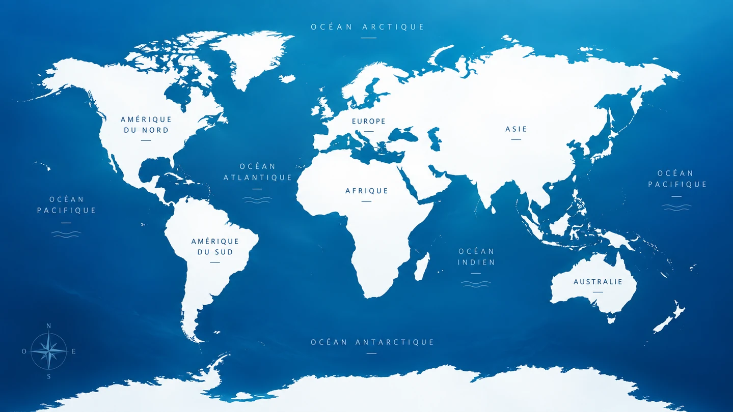 Carte du monde illustrant les futures aventures d’ICHTUS